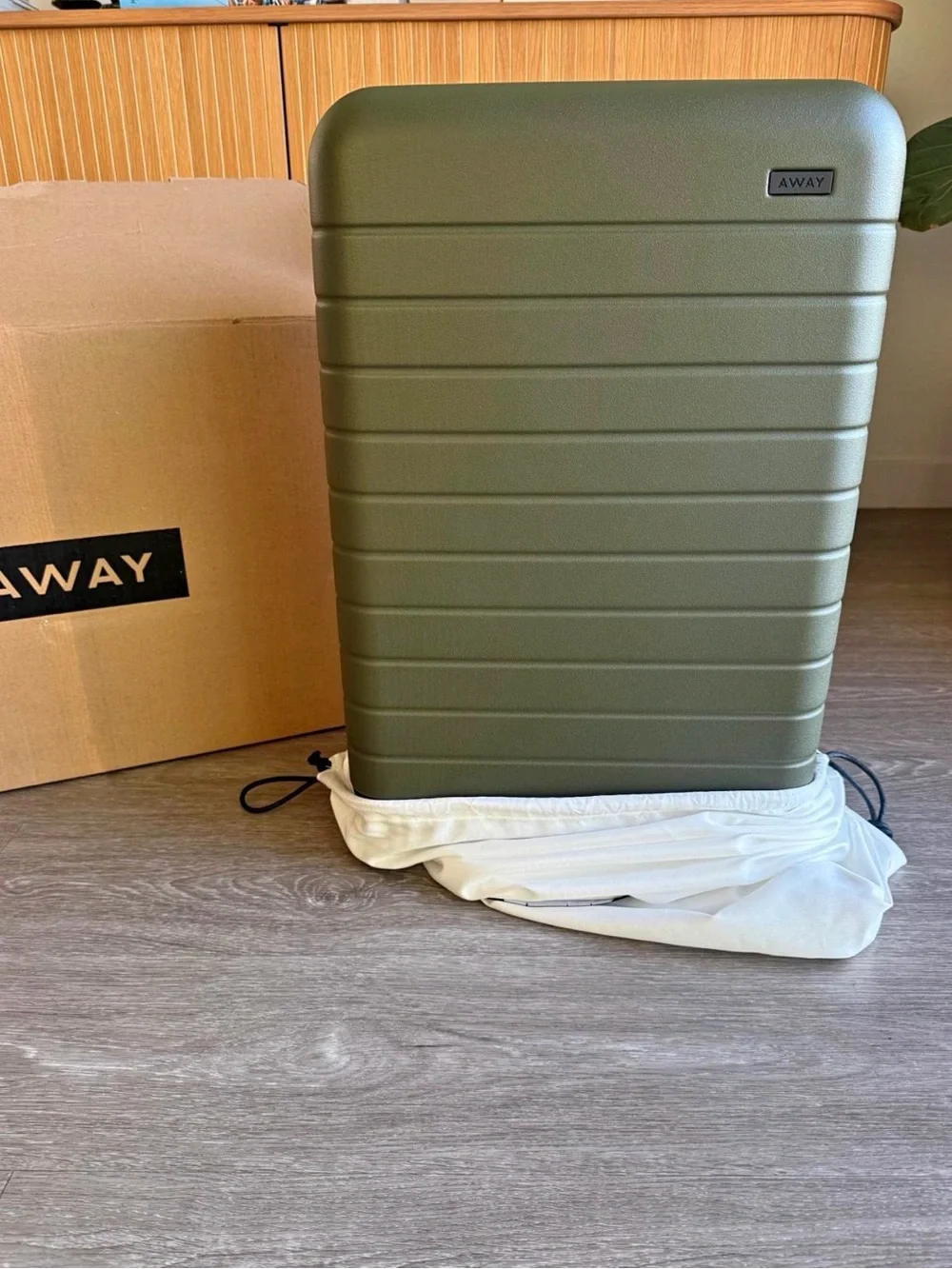 BRAND NEW Away Olive Green Spinner Carry-On
